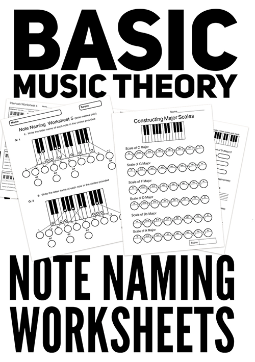basic music theory worksheet on naming notes correctly