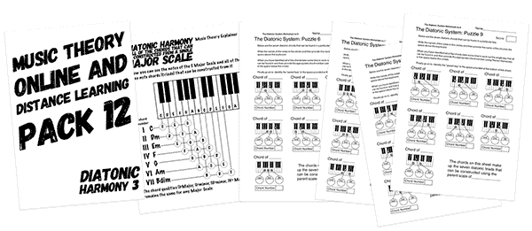 Music theory intervals worksheets on key sysyems for distance learning and online study