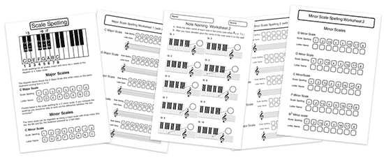 music theory scales and notes worksheets to print