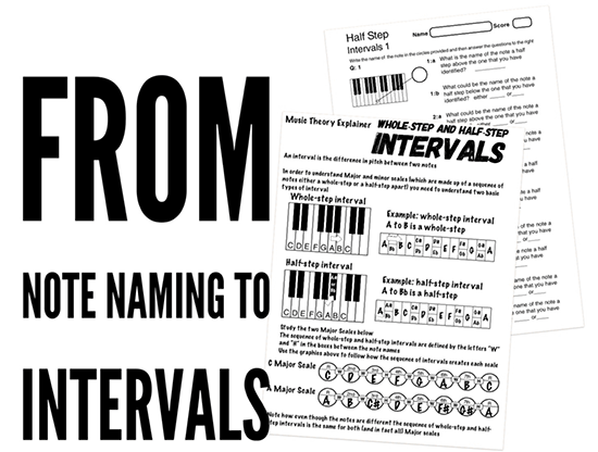music theory worksheets on note names and intervals