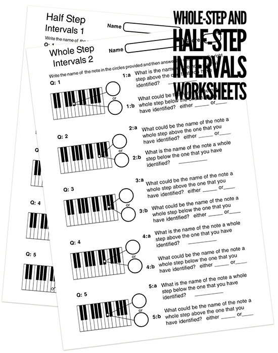 Music Theory Intervals PDF worksheets to print